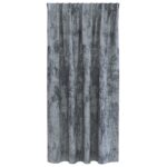 vidaXL Velvet Curtains 2 ks s očkami Strieborná šedá 175x140 cm – Obrázok 3