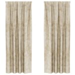 vidaXL Elastické závesy 2 ks s očkami Krémová 245x140 cm – Obrázok 2