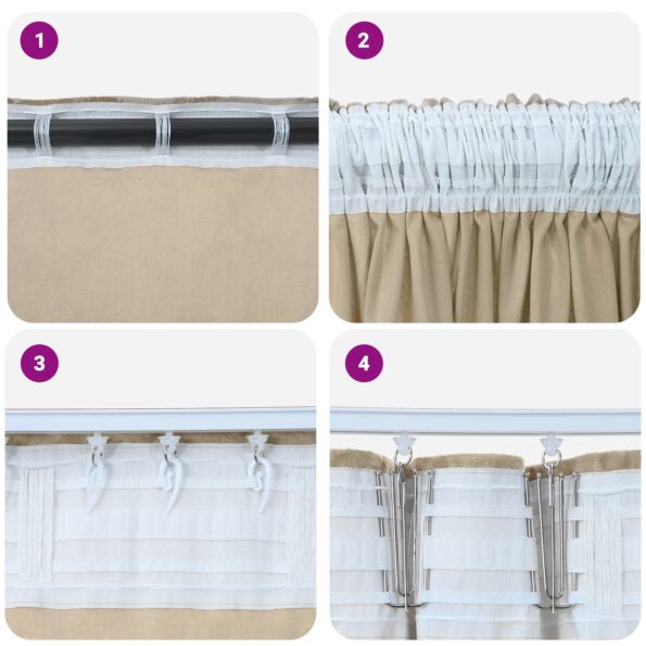 4107701_6.jpg vidaXL Elastické závesy 2 ks s očkami Krémová 245x140 cm – Obrázok 6