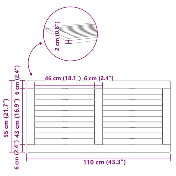 vidaXL Doska 110x55x2,2 cm Obdĺžniková masívne drevo Acacia – Obrázok 9