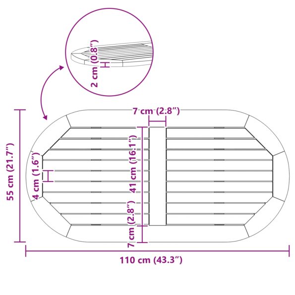 vidaXL Stôl 110x55x2,2 cm Oválny Masívne Akáciové Drevo – Obrázok 9
