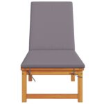 vidaXL Slnečné lehátko so svetlošedými vankúšmi z pevného akáciového dreva – Obrázok 4