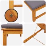 vidaXL Slnečné lehátko so svetlošedými vankúšmi z pevného akáciového dreva – Obrázok 7