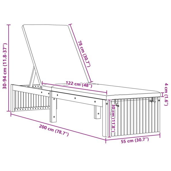 vidaXL Lehátko s vankúšom 200x55x30 cm z masívu akácie – Obrázok 10