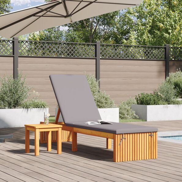 vidaXL Lehátko s vankúšom 200x55x30 cm z masívu akácie – Obrázok 3