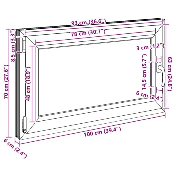 vidaXL Okno do suterénu "RISOR" 100x70 cm otváravo-sklopné DIN ľavé biele – Obrázok 12