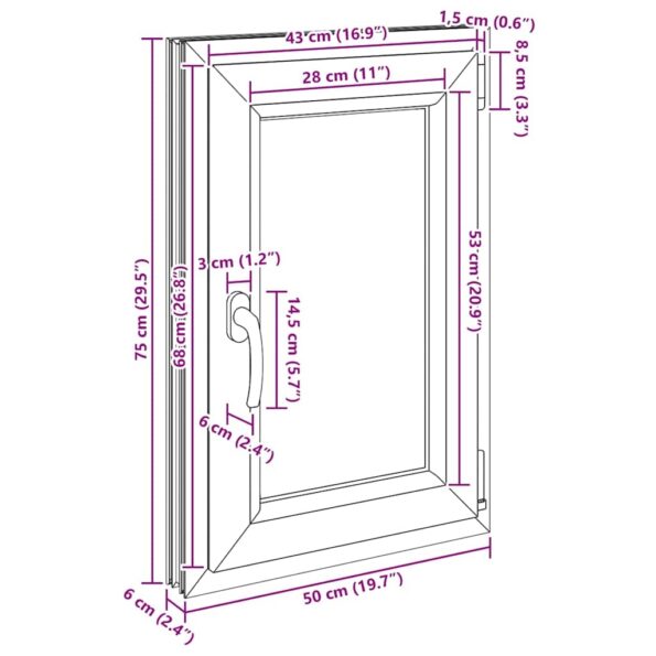 vidaXL Okno do suterénu "RISOR" 50x75 cm otváravo-sklopné DIN pravé biele – Obrázok 12
