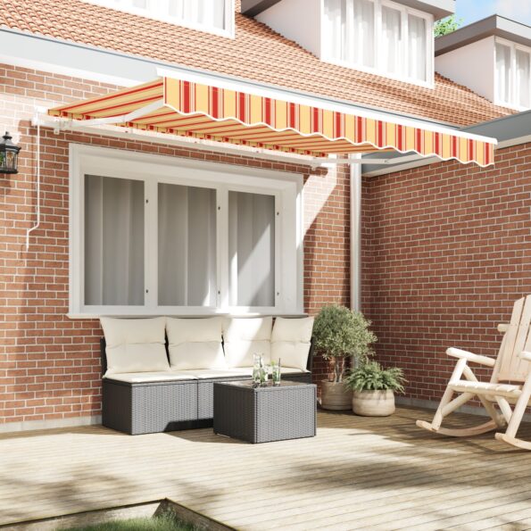 vidaXL vonkajšia tkanina na markízu pre rám 3.5x2 m s multicolor pruhmi. – Obrázok 3