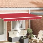 vidaXL markíza pre 4 m červený rám 3.8x0.2 m