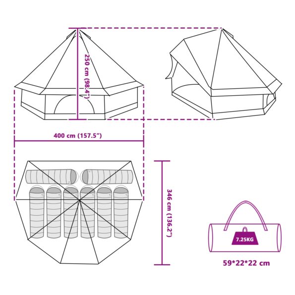 vidaXL Rodinný stan Tipi Zelený pre 8 osôb Nepremokavý – Obrázok 12