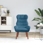 vidaXL Relaxačné kreslo modré zamatové – Obrázok 3