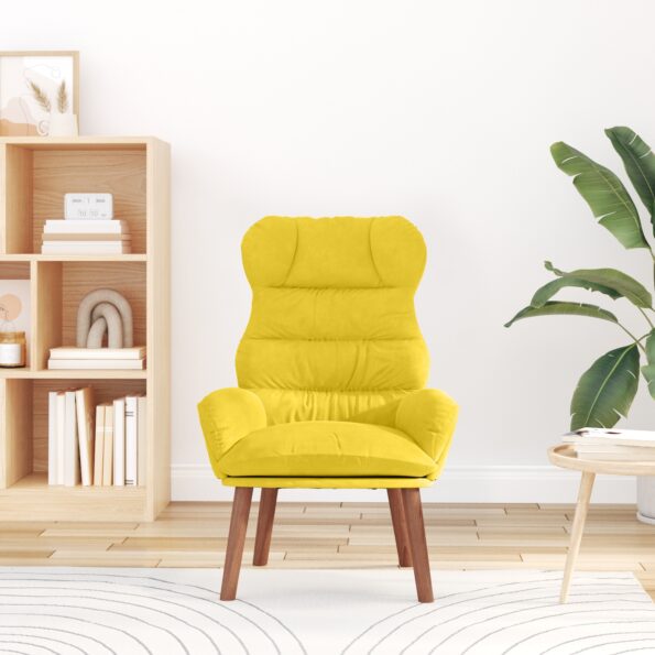 vidaXL kreslo Žltá 69 x 74 x 93 cm Zamat – Obrázok 3