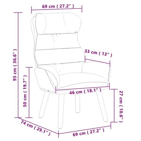 vidaXL kreslo Žltá 69 x 74 x 93 cm Zamat – Obrázok 8