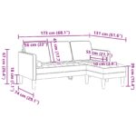 vidaXL 3-sedačková L-pohovka čierna 160 cm textília – Obrázok 8