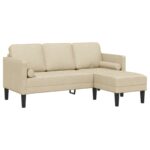 vidaXL 3-miestny rohový gauč krémový 160 cm tkanina – Obrázok 2