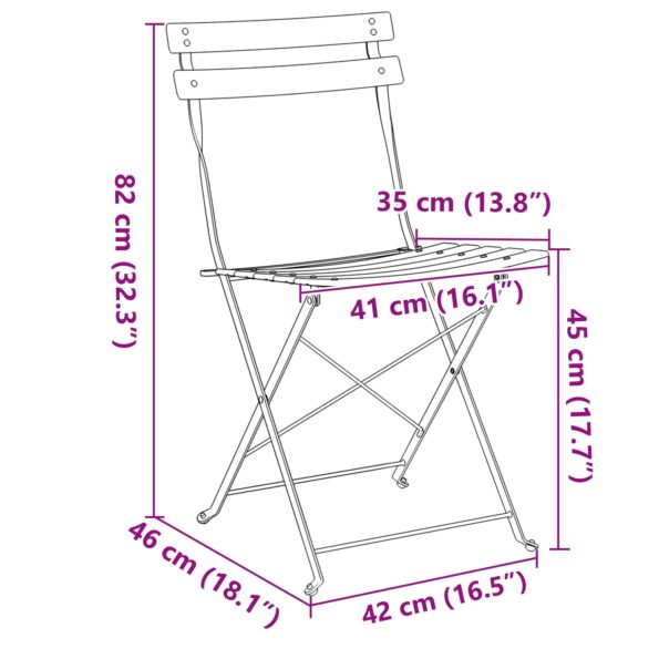 vidaXL Skladacie záhradné stoličky 2 ks - Biela Oceľ – Obrázok 12