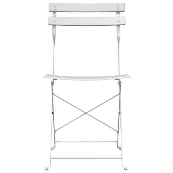 vidaXL Skladacie záhradné stoličky 2 ks - Biela Oceľ – Obrázok 5