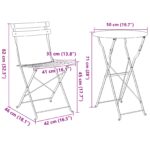 vidaXL 3-dielna skladacia bistro súprava, biela oceľ – Obrázok 11