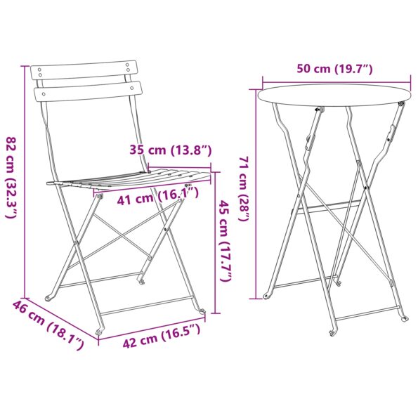 vidaXL 3-dielna skladacia bistro súprava, biela oceľ – Obrázok 11