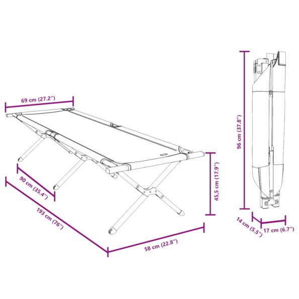 vidaXL Skládacie slnečné lehátko s prenosnou taškou Amy Yellow 600D Oxford Fabric – Obrázok 11