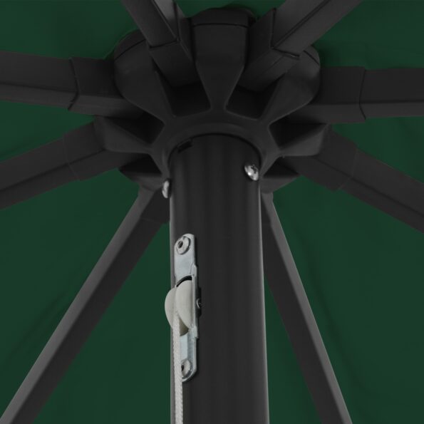 vidaXL Záhradný slnečník s LED svetlami ø395x245 cm Zelený – Obrázok 4