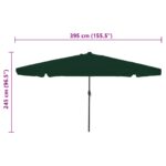 vidaXL Záhradný slnečník s LED svetlami ø395x245 cm Zelený – Obrázok 7