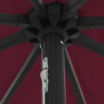 vidaXL Záhradný slnečník s LED svetlami ø395x245 cm Bordeaux červený – Obrázok 5