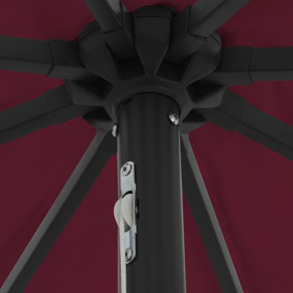 42003648_5.jpg vidaXL Záhradný slnečník s LED svetlami ø395x245 cm Bordeaux červený – Obrázok 5