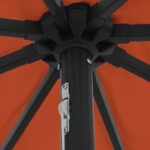 vidaXL Záhradný slnečník s LED svetlami ø395x245 cm Spálená oranžová – Obrázok 5