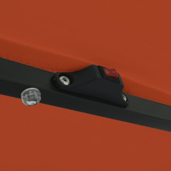 vidaXL Záhradný slnečník s LED svetlami ø395x245 cm Spálená oranžová – Obrázok 7