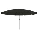 vidaXL Záhradný slnečník s LED svetlami ø395x245 cm, čierny – Obrázok 4