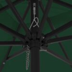 vidaXL Štvorcový záhradný slnečník s LED osvetlením 295x245 cm Zelený – Obrázok 5