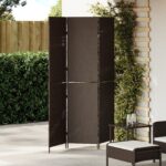 vidaXL Deliteľka izieb 3 panely skladacia hnedá 146x180 cm poly ratan