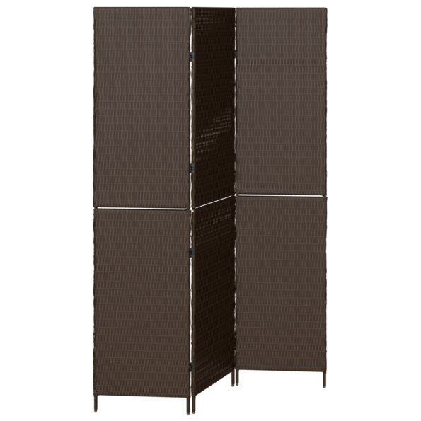 42003669_2.jpg vidaXL Deliteľka izieb 3 panely skladacia hnedá 146x180 cm poly ratan – Obrázok 2