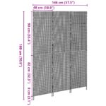vidaXL Deliteľka izieb 3 panely skladacia hnedá 146x180 cm poly ratan – Obrázok 9