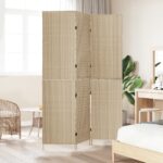 vidaXL Predelovačka 3 Panely Skladacia Béžová 147x180 cm Poly Rattan – Obrázok 3