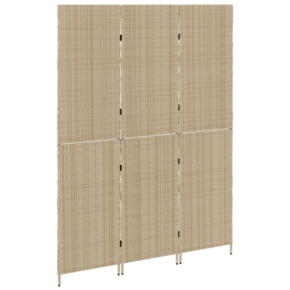 vidaXL Predelovačka 3 Panely Skladacia Béžová 147x180 cm Poly Rattan – Obrázok 4