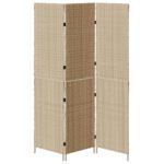 vidaXL Predelovačka 3 Panely Skladacia Béžová 147x180 cm Poly Rattan – Obrázok 5