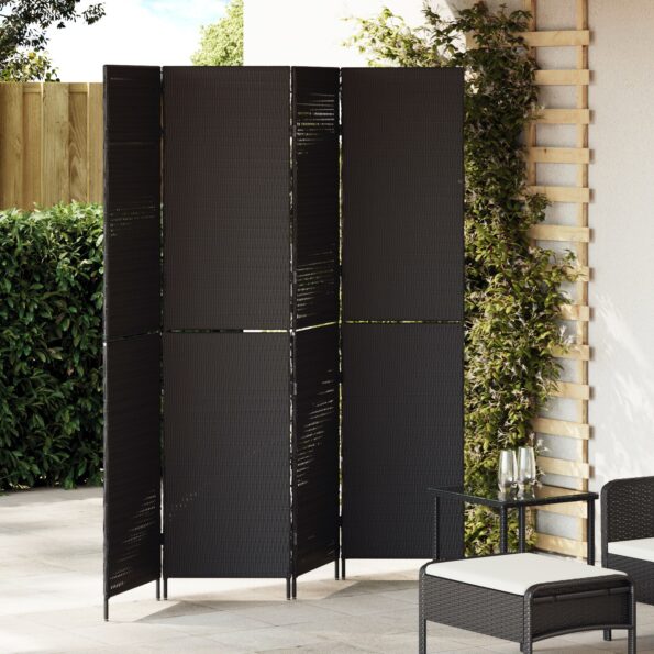 42003672_1.jpg vidaXL Predelenie miestnosti 4 panely skladacie čierne 195x180 cm poly ratan – Obrázok 1