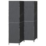 vidaXL Predelenie miestnosti 4 panely skladacie čierne 195x180 cm poly ratan – Obrázok 2
