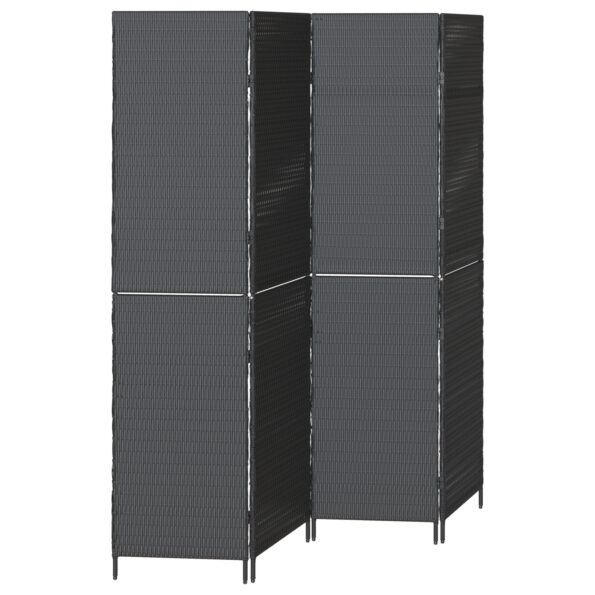 42003672_2.jpg vidaXL Predelenie miestnosti 4 panely skladacie čierne 195x180 cm poly ratan – Obrázok 2