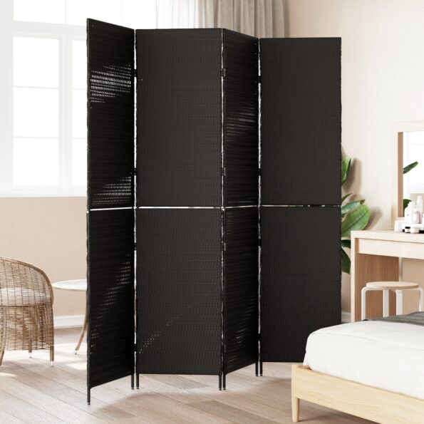 42003672_3.jpg vidaXL Predelenie miestnosti 4 panely skladacie čierne 195x180 cm poly ratan – Obrázok 3
