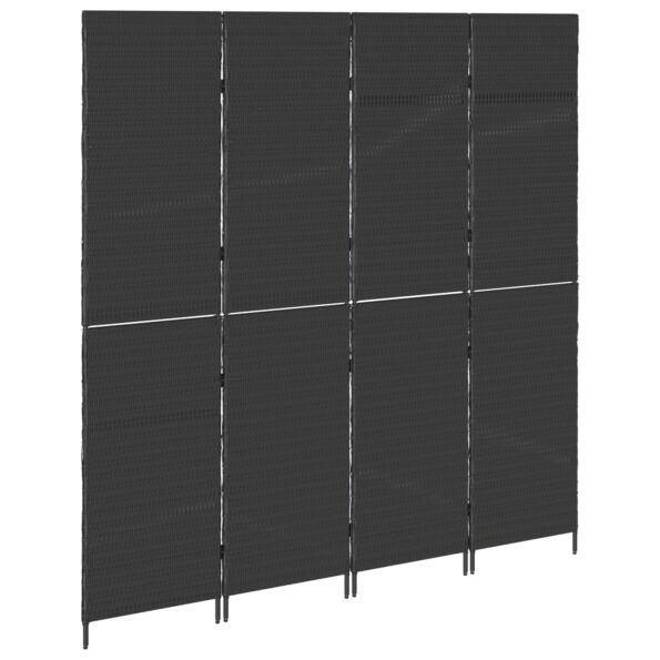 42003672_4.jpg vidaXL Predelenie miestnosti 4 panely skladacie čierne 195x180 cm poly ratan – Obrázok 4