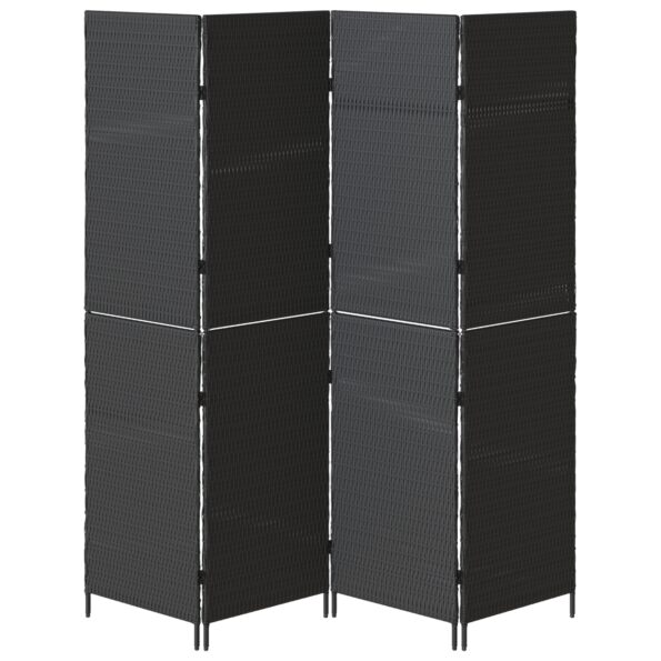 42003672_5.jpg vidaXL Predelenie miestnosti 4 panely skladacie čierne 195x180 cm poly ratan – Obrázok 5