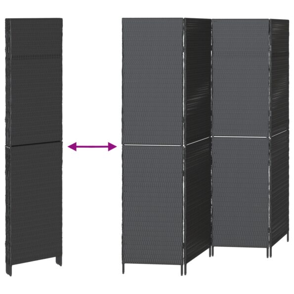 42003672_9.jpg vidaXL Predelenie miestnosti 4 panely skladacie čierne 195x180 cm poly ratan – Obrázok 9