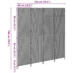 vidaXL Delič miestnosti 4 panely skladací hnedý 195x180 cm poly ratan – Obrázok 10