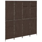 vidaXL Delič miestnosti 4 panely skladací hnedý 195x180 cm poly ratan – Obrázok 4