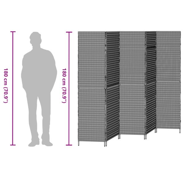 vidaXL Záves na miestnosti 5 panelov Skladací Béžový 245x180 cm Poly Rattan – Obrázok 11