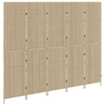 vidaXL Záves na miestnosti 5 panelov Skladací Béžový 245x180 cm Poly Rattan – Obrázok 4