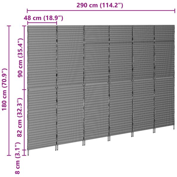 vidaXL Záložník 6 panelov skladací Béžový 294x180 cm Poly Rattan – Obrázok 10